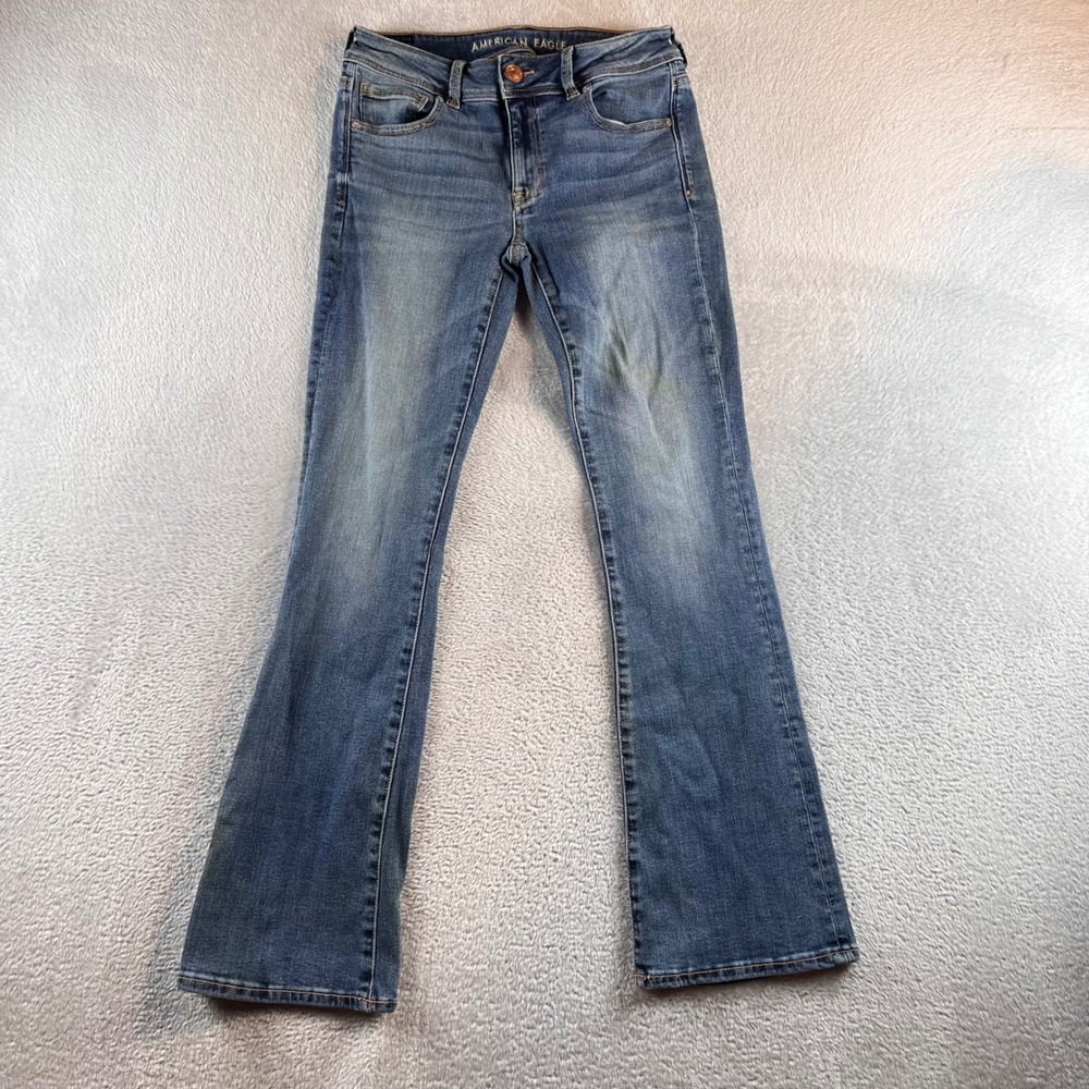 American Eagle Kick Boot Super Stretch Jeans Medium Wash Blue Size 6 Regular